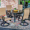 Eclipse Autumn Rust Aluminum and Dublin Oak Sling 5 Pc. Dining Set with Swivel Rockers and 54 in. D Table