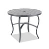 Capri Glimmer Grey Aluminum and Metallica Sling 5 Pc. Swivel Dining Set with 48 in. D Slat Top Bar Table