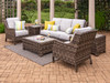 Cabo Caribou Outdoor Wicker and Idol Seagull Cushion 4 Pc. Sofa Group with 40 x 28 in. Coffee Table