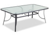 Cape Coral Java Aluminum and Desert Wicker Sling 7 Pc. Swivel Dining Set with 72 x 42 in. Glass Top Table