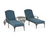 Carlisle Aged Bronze Cast Aluminum and Navy Cushion 3 Pc. Chaise Set with 22 in. End Table