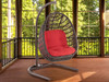 Martinique Matte Chocolate Outdoor Wicker with Red Cushion Hanging Swing Chair