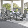 Capri Glimmer Grey Aluminum and Metallica Sling 7 Pc. Mixed Dining Set with 84 x 42 in. D Slat Top Table