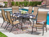 Scarsdale Autumn Rust Aluminum and Wicker Cordoba Sling 7 Pc. Dining Set with Ultra-high Back Arm Chairs and 72 x 42 in. Dining Table