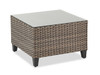 Buchanan Zebrawood Outdoor Wicker and Grey Cushion 6 Pc. Sectional Group with 25 in. Sq. Coffee Table