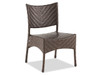 Martinique Java Brown Outdoor Herringbone Wicker 5 Pc. Armless Dining Set with 48 in. D Glass Top Table