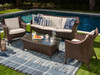 Martinique Java Brown Outdoor Herringbone Wicker and Cast Pumice Cushion 4 Pc. Sofa Group with 47 x 27 in. Coffee Table