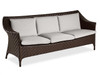 Martinique Java Brown Outdoor Herringbone Wicker and Cast Pumice Cushion 4 Pc. Sofa Group with 47 x 27 in. Coffee Table