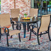Eclipse Autumn Rust Aluminum and Dublin Oak Sling 5 Pc. Dining Set with Arm Chairs and 54 in. D Table