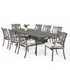 Milan Aged Bronze Cast Aluminum with Cushions 9 Piece Dining Set + 71-103 x 44 in. Extension Table