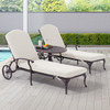 Milan Aged Bronze Cast Aluminum with Cushions 3 Piece Chaise Lounge Set + 30 in. D Side Table