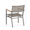 San Miguel Anthracite Aluminum and Grey Linen Rope Arm Dining Chair