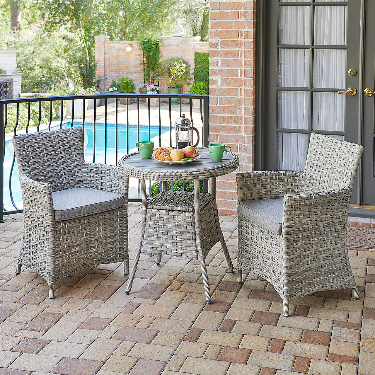 bistro table and chairs grey