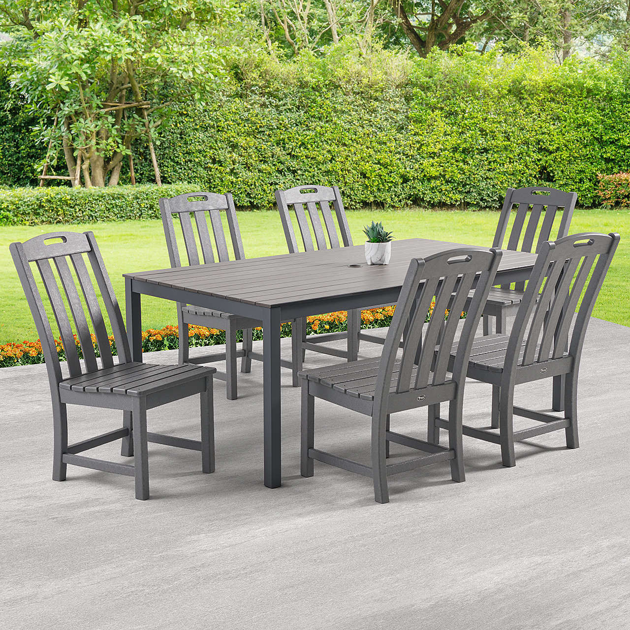 Surfside Slate Grey 7 Pc. Armless Dining Set with 72 x 41 in. Table