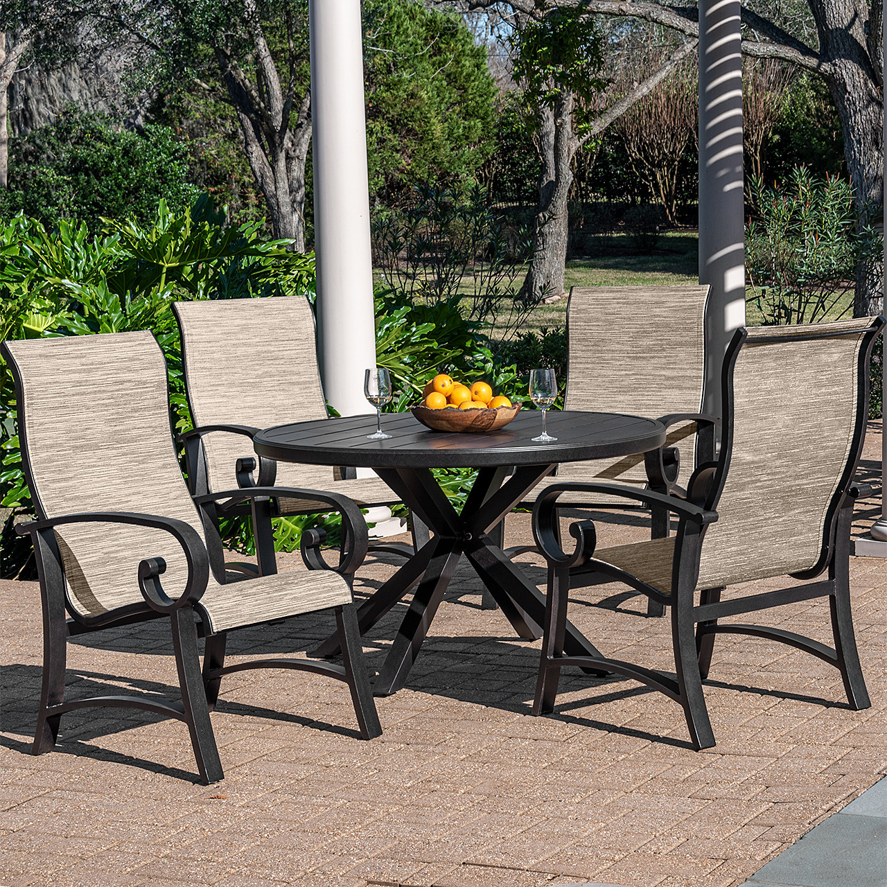 Patio dining sets with shop sling back chairs