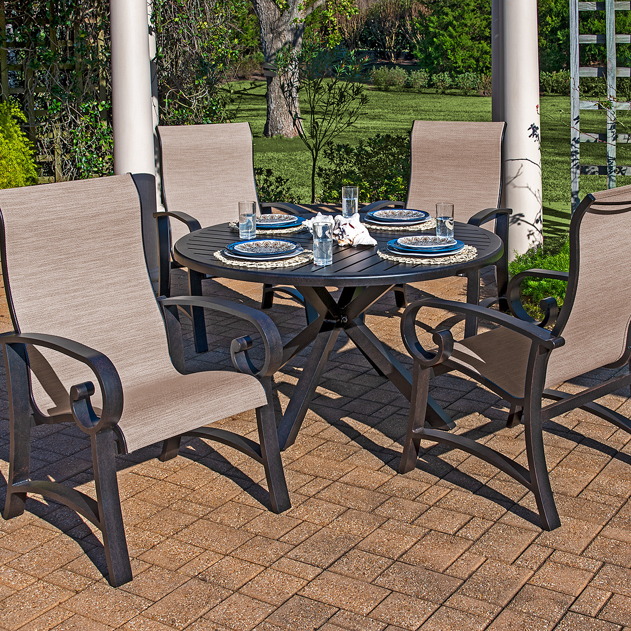 Patio table 2025 and sling chairs