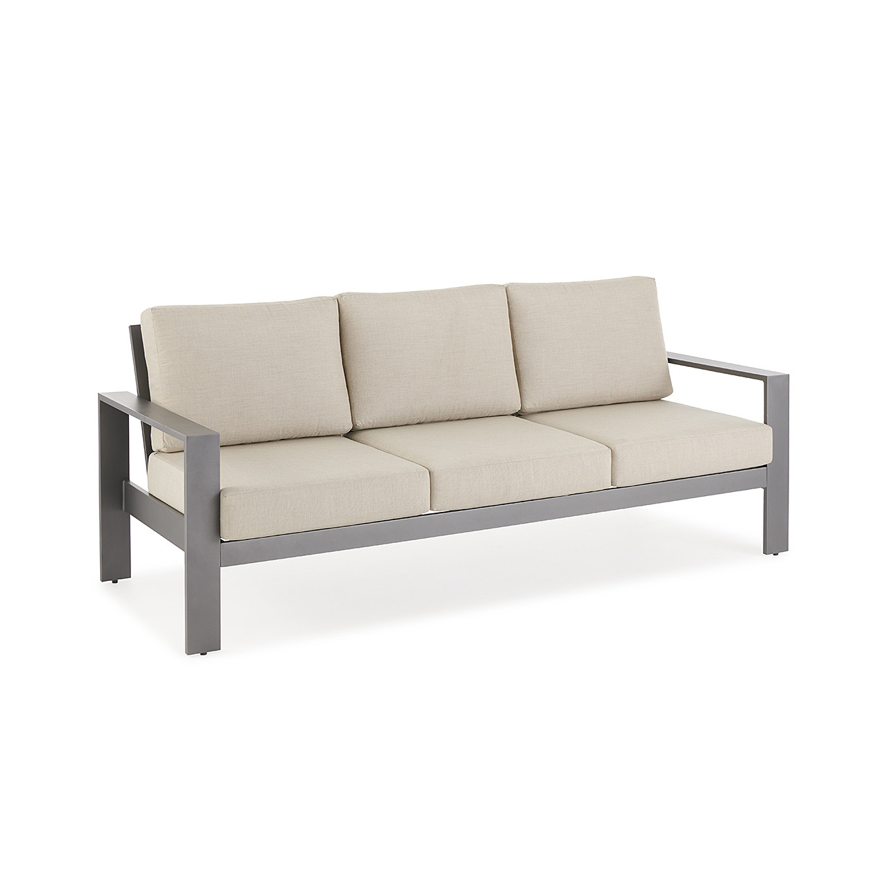 Soho Slate Grey Aluminum with Cushions 3 Piece Sofa Group + 50 x 28 in. Coffee Table