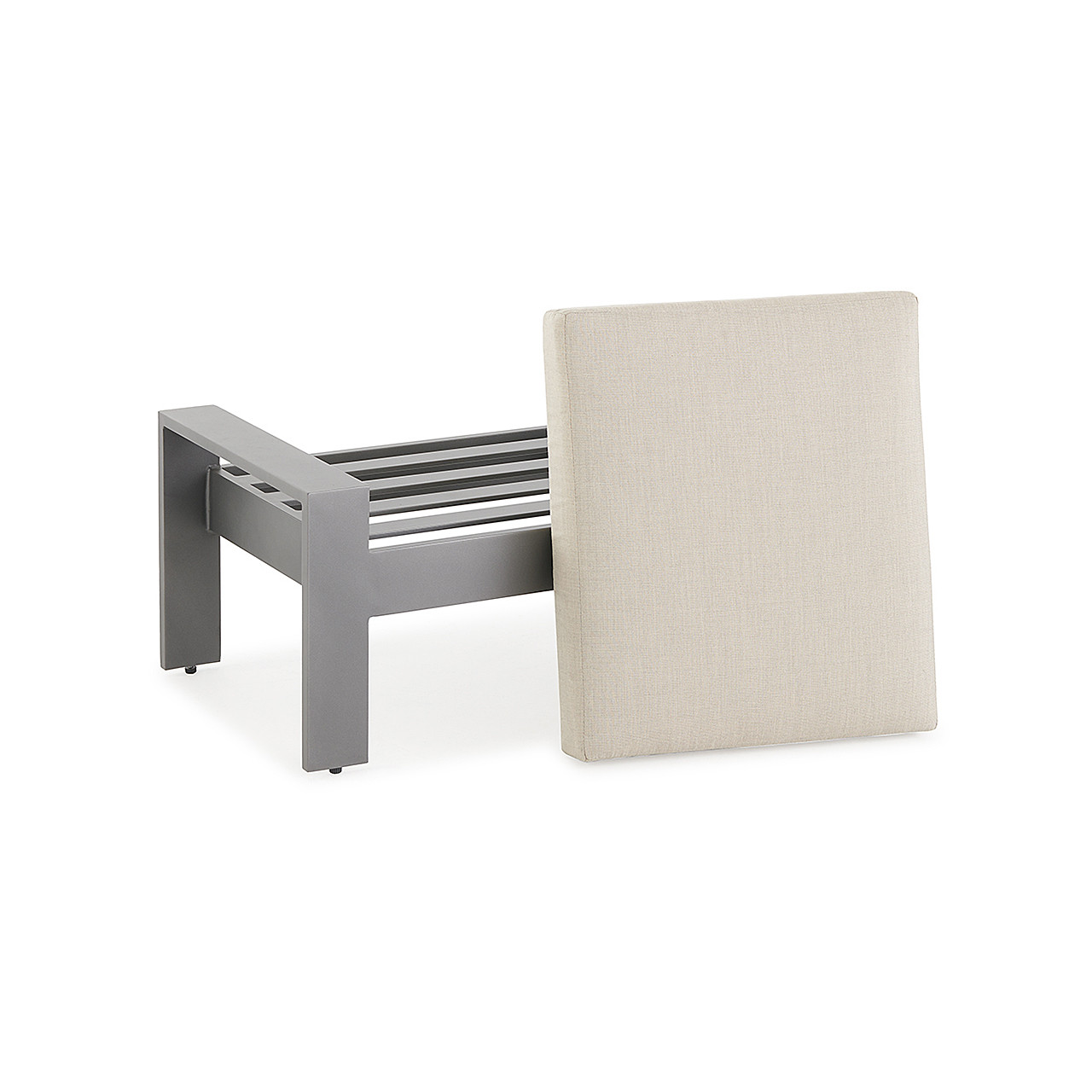 Soho Slate Grey Aluminum and Cushion Ottoman
