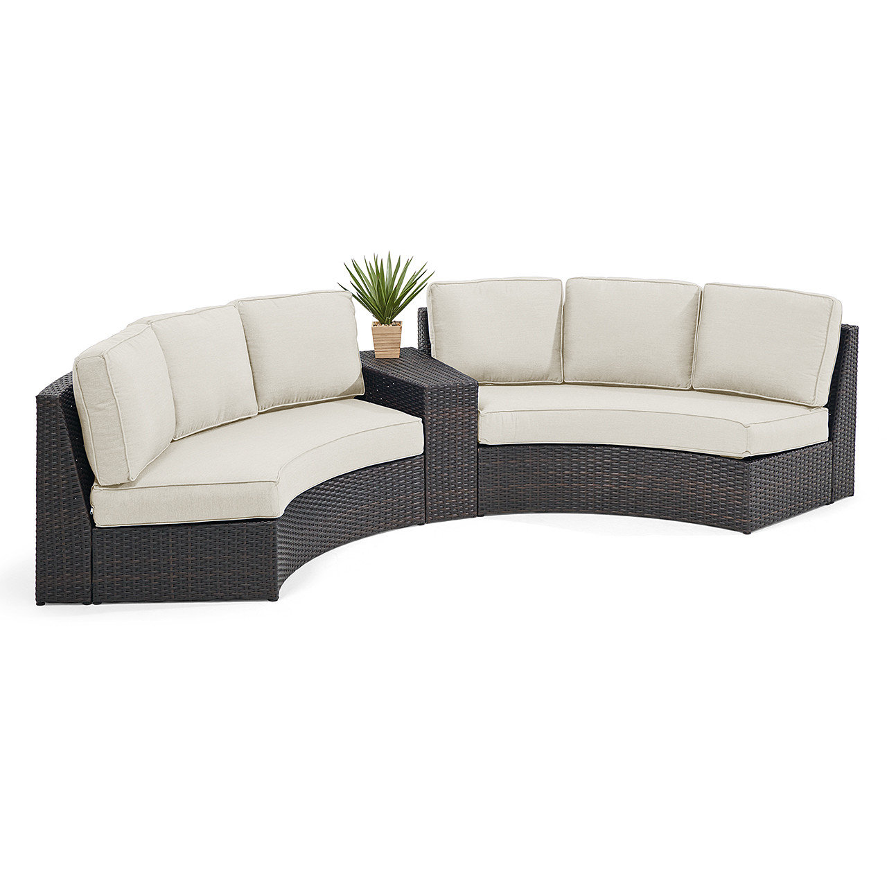 San Lucas Outdoor Wicker with Cushions 3 Piece Contour Sectional