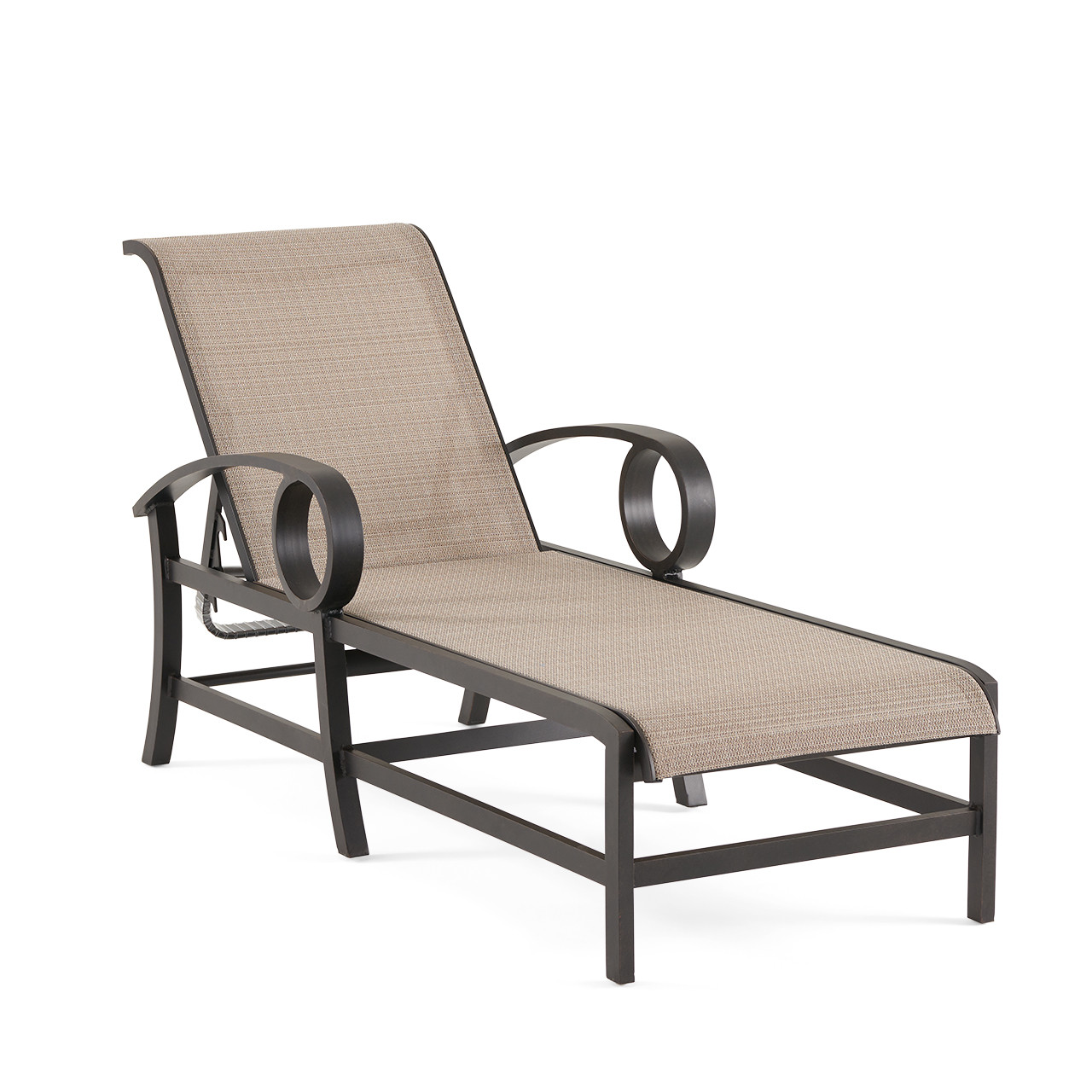 Eclipse Autumn Rust Aluminum with Elevation Stone Sling 3 Piece Chaise Set + 27 in. Sq. Side Table
