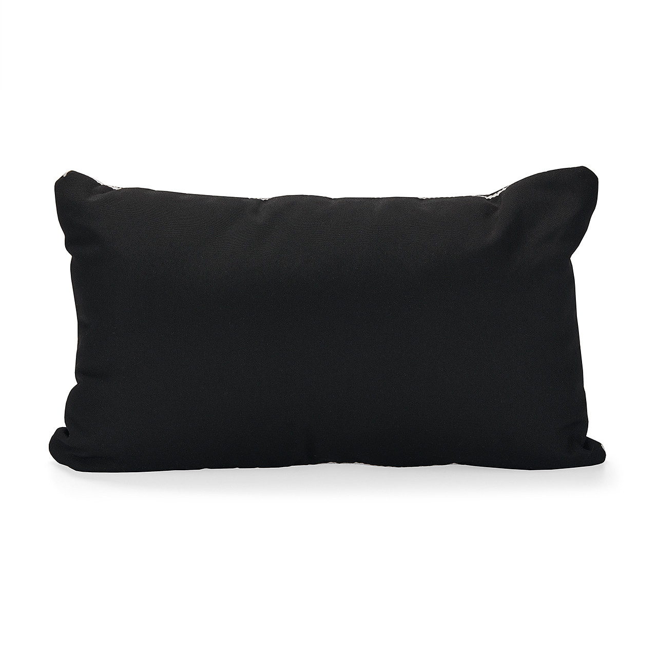 Black Sawtooth Bar Stripe and Canvas Black 20 x 12 in. Back Lumbar Pillow