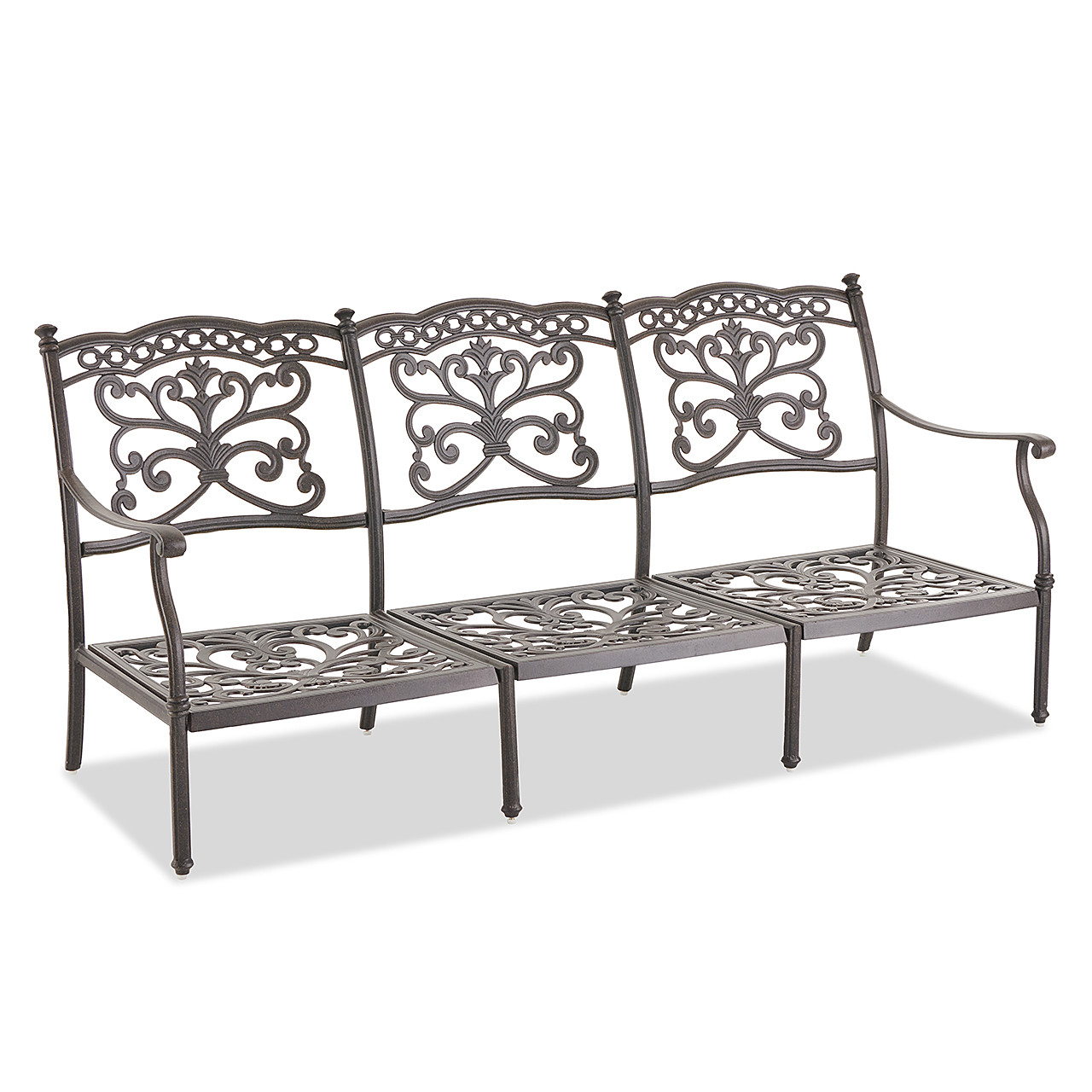Milan Aged Bronze Cast Aluminum with Cushions 3 Piece Sofa Group + 45 x 24 in. Coffee Table