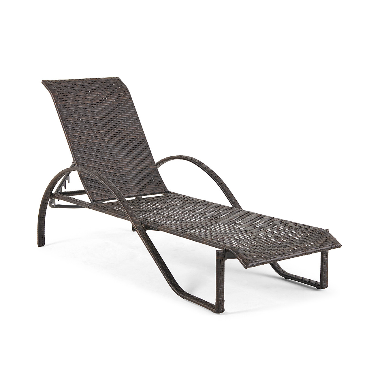 Terrace Outdoor Wicker 3 Piece Arm Chaise Lounge Set + 32 x 18 in. Side Table