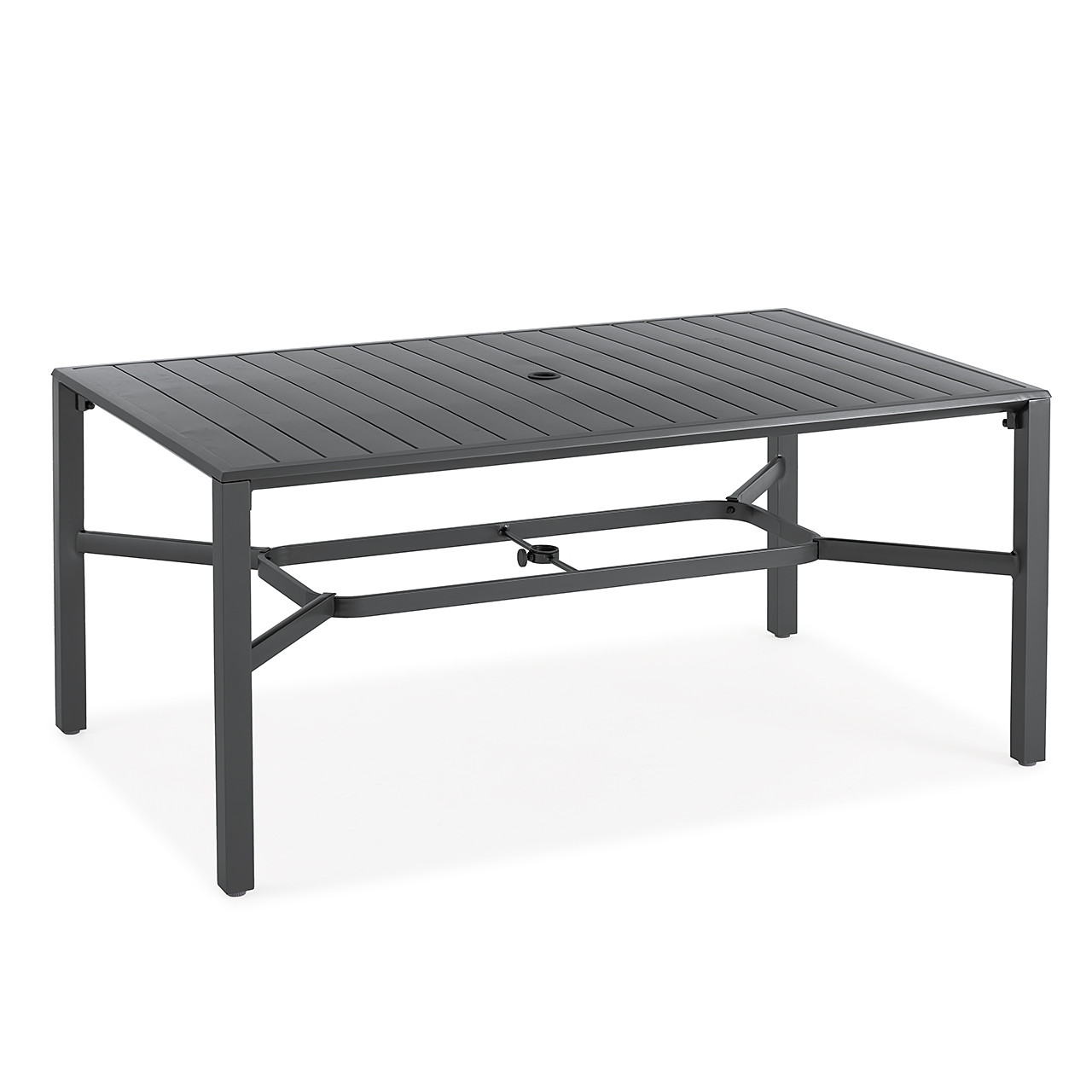 Ventura Textured Black Aluminum 66 x 40 in. Rect. Slat Top Dining Table