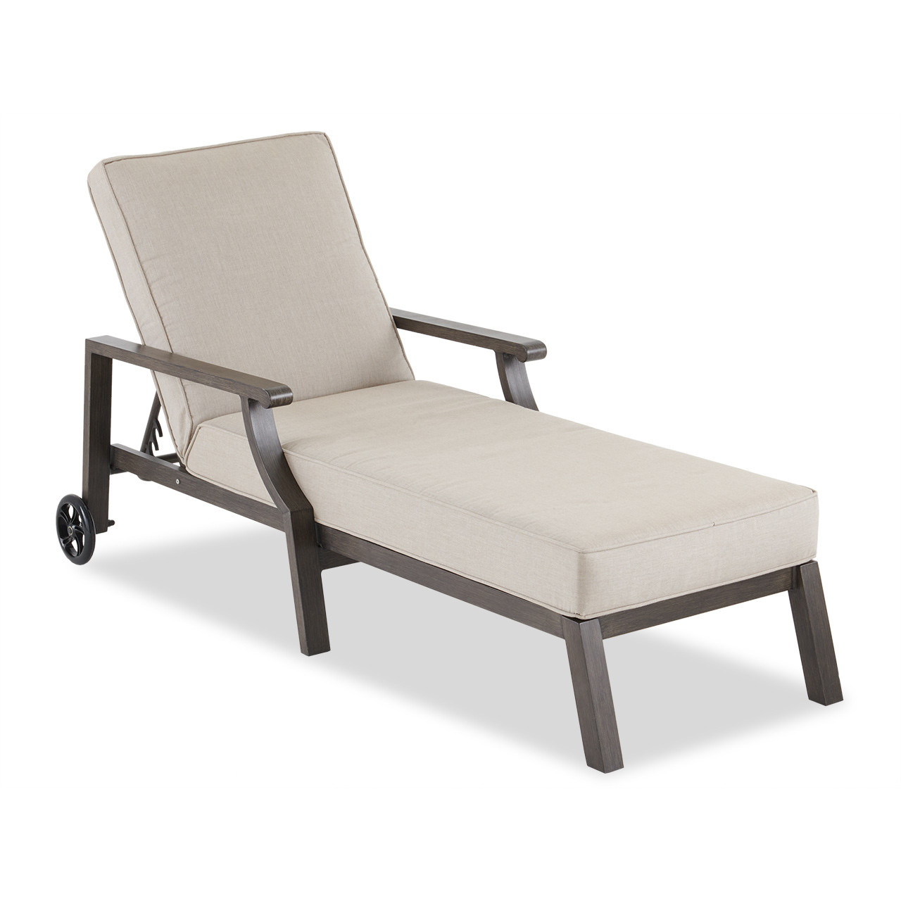 Monaco Weathered Teak Aluminum and Cushion Chaise Lounge