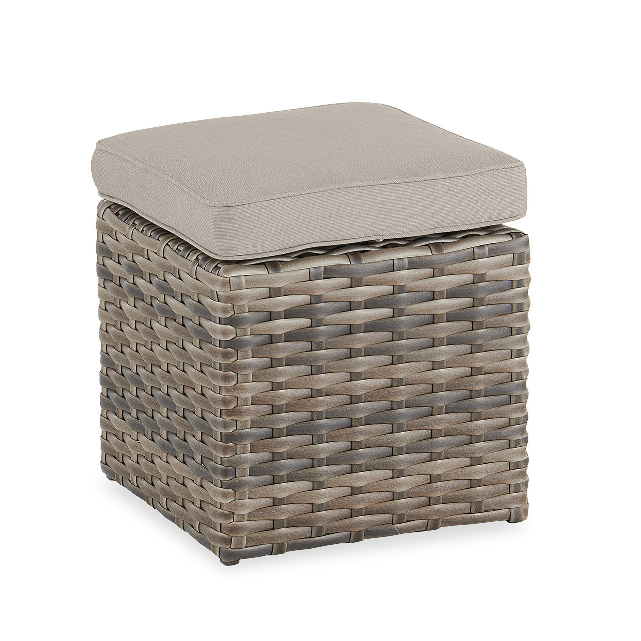 Contempo Husk Outdoor Wicker with Cushion 21 in. Sq. Ottoman Cube