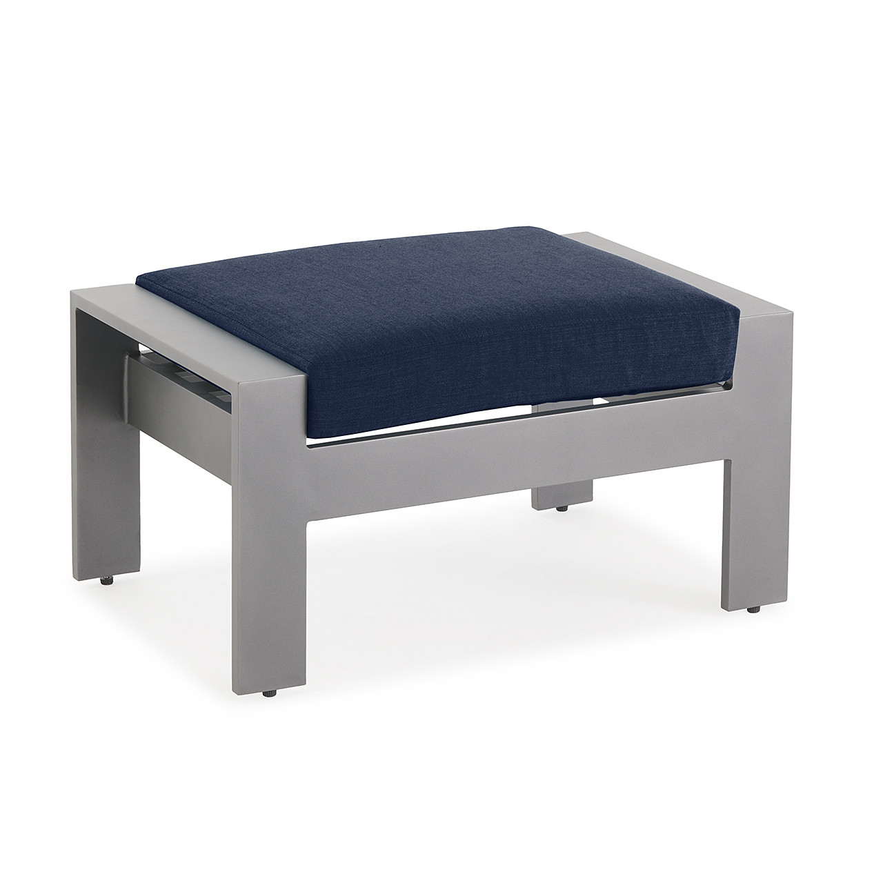 Soho Slate Grey Aluminum with Cushion Ottoman -