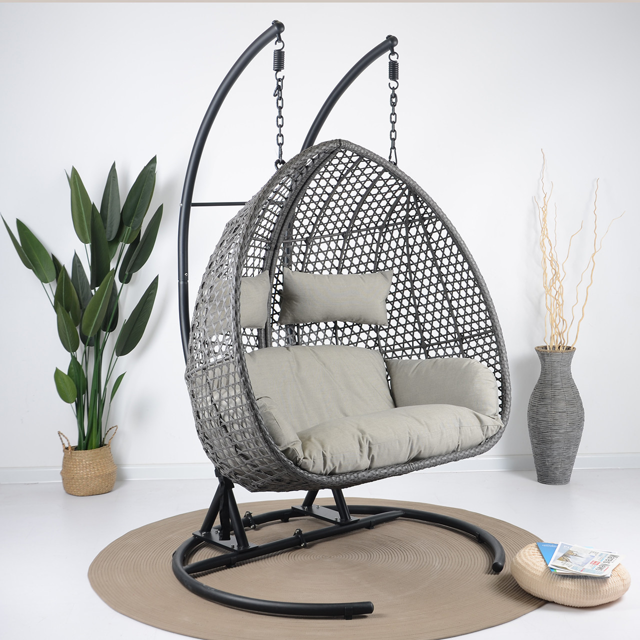 Hanging Chair Cushion Swing Chair Cushion, Hanging Egg Chair Pad, with Soft Seat  Cushion & Pillow for Patio Yard Garden Hanging Basket Chair Seat 