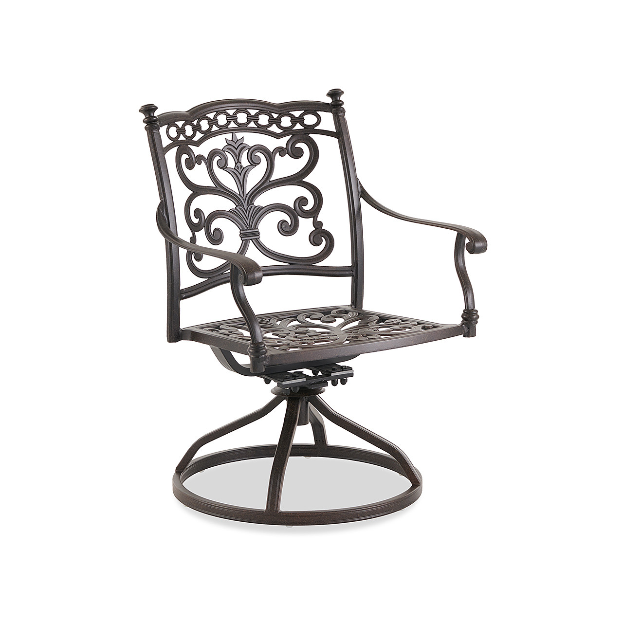 Milan Aged Bronze Cast Aluminum with Cushions 7 Piece Swivel Combo Dining Set + 72 x 42 in. Table