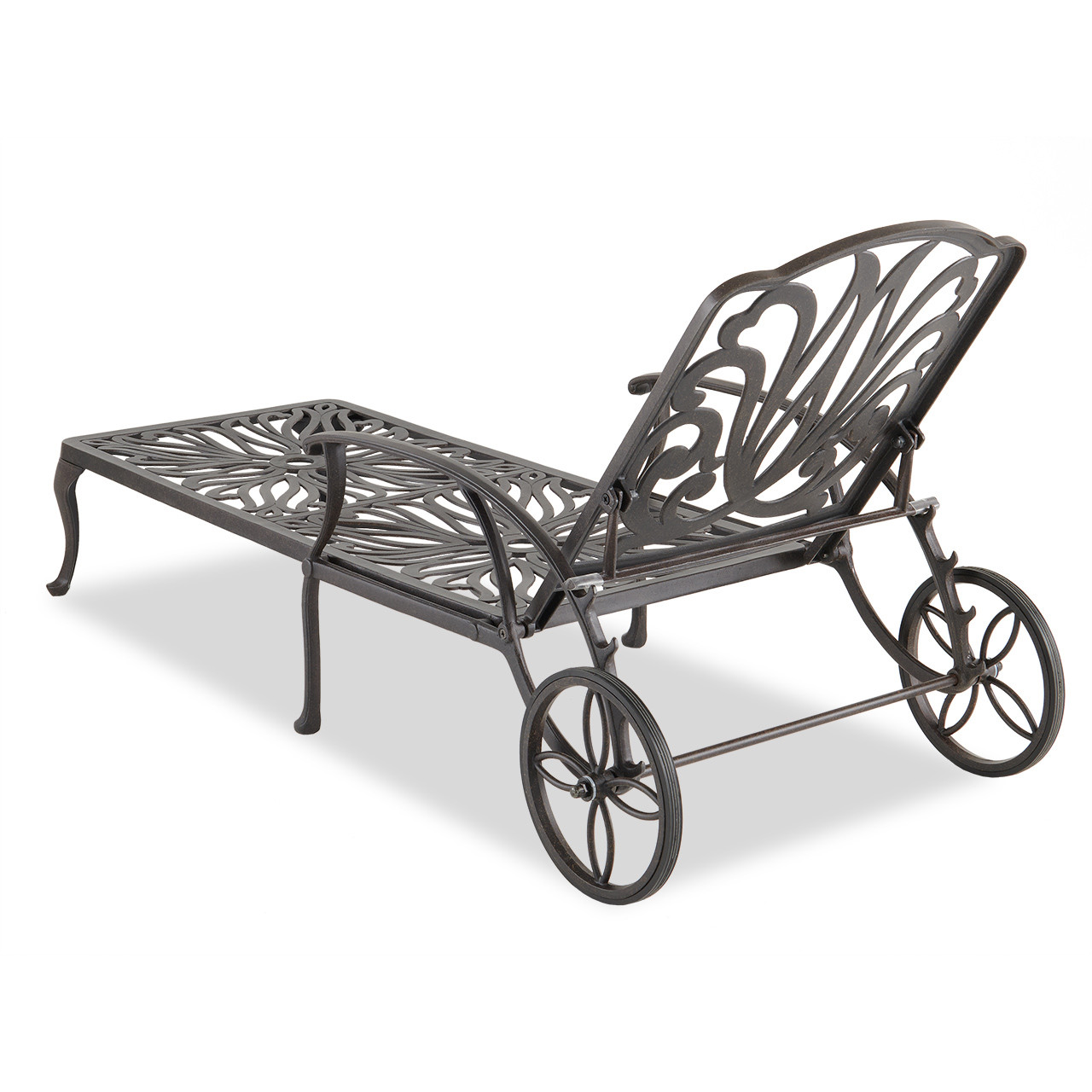Cadiz Aged Bronze Cast Aluminum with Cushions 3 Piece Chaise Set + 21 in. Sq. Side Table