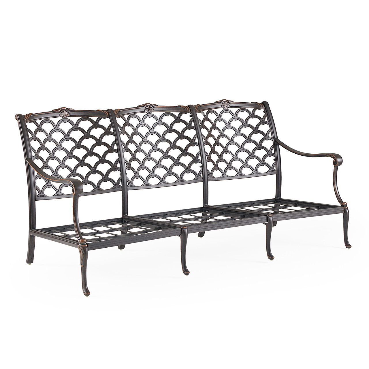 Bordeaux Golden Bronze Cast Aluminum with Cushions 4 Piece Sofa Group + 48 x 26 in. Coffee Table