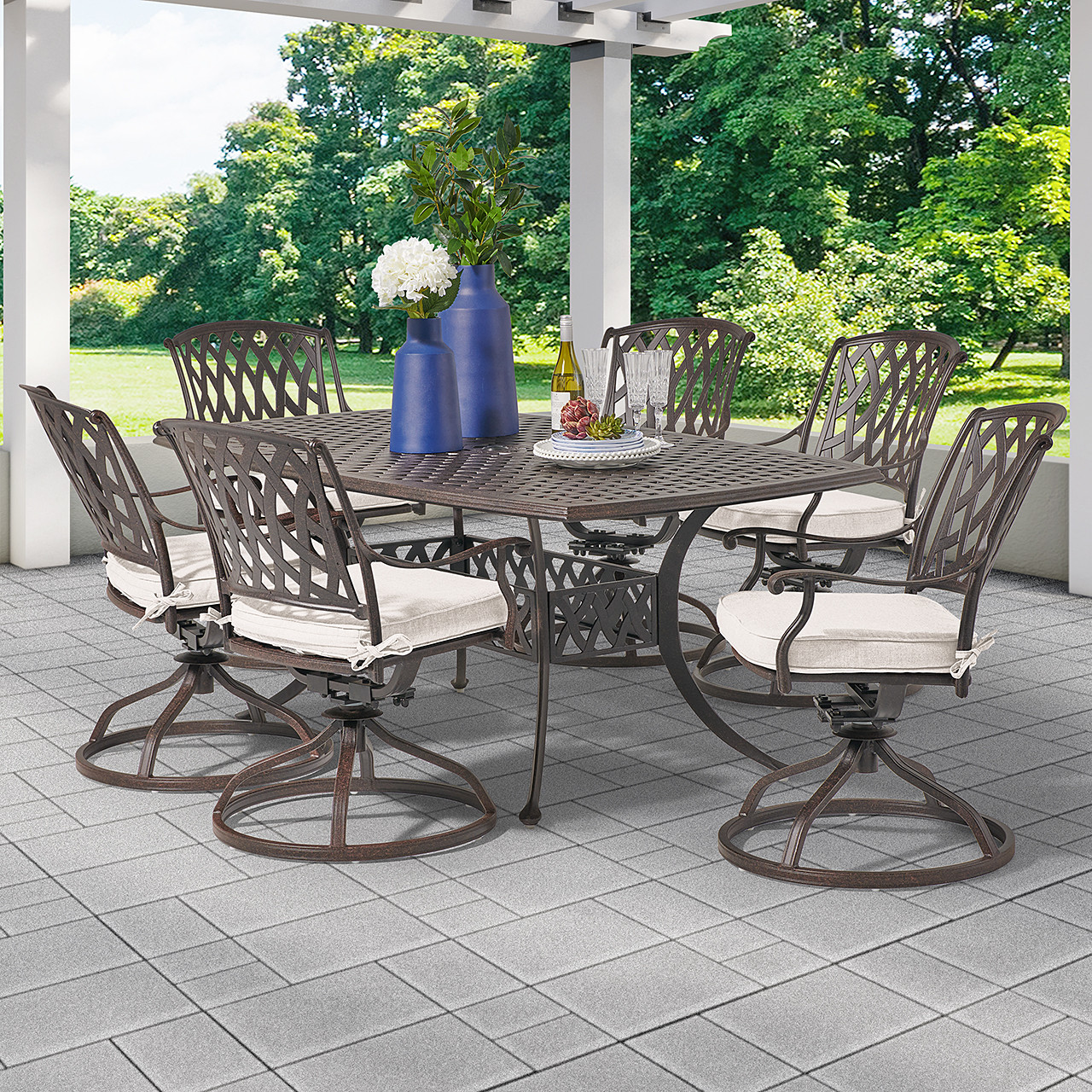 Cast aluminum patio dining shop sets clearance