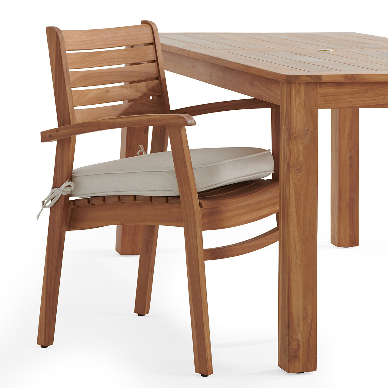 Warwick Teak with Cushions 7 Piece Dining Set + Oxford 71 x 36 in. Table