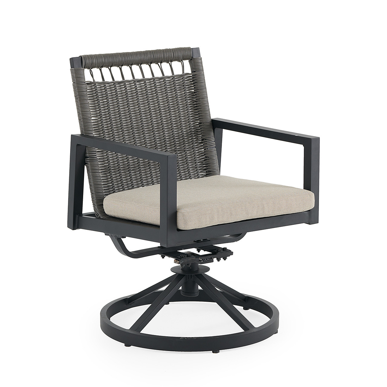 Tulum Husk Midnight Aluminum with Cushion Swivel Dining Chair