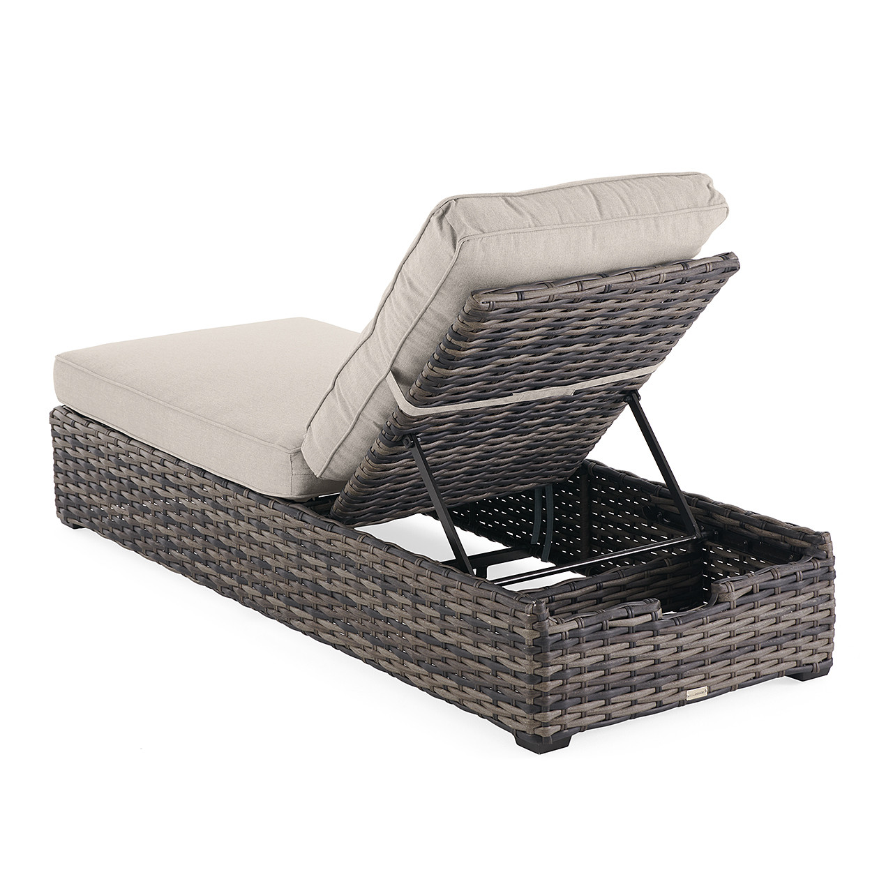 Tangiers Outdoor Wicker with Cushions 3 Piece Chaise Lounge Set with 23 in. Sq. Glass Top End Table