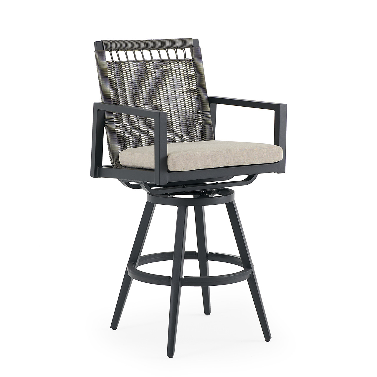 Tulum Husk Midnight Aluminum with Cushion Swivel Bar Stool