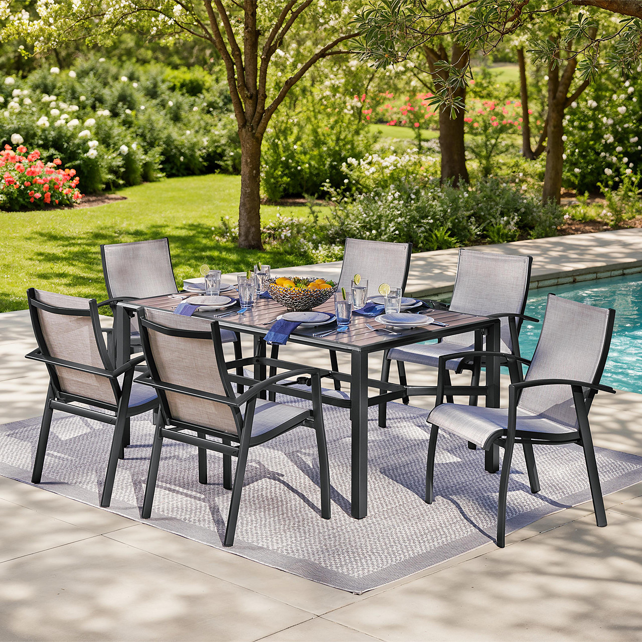 Ventura Textured Black Aluminum with Mica Pearl Sling 7 Piece