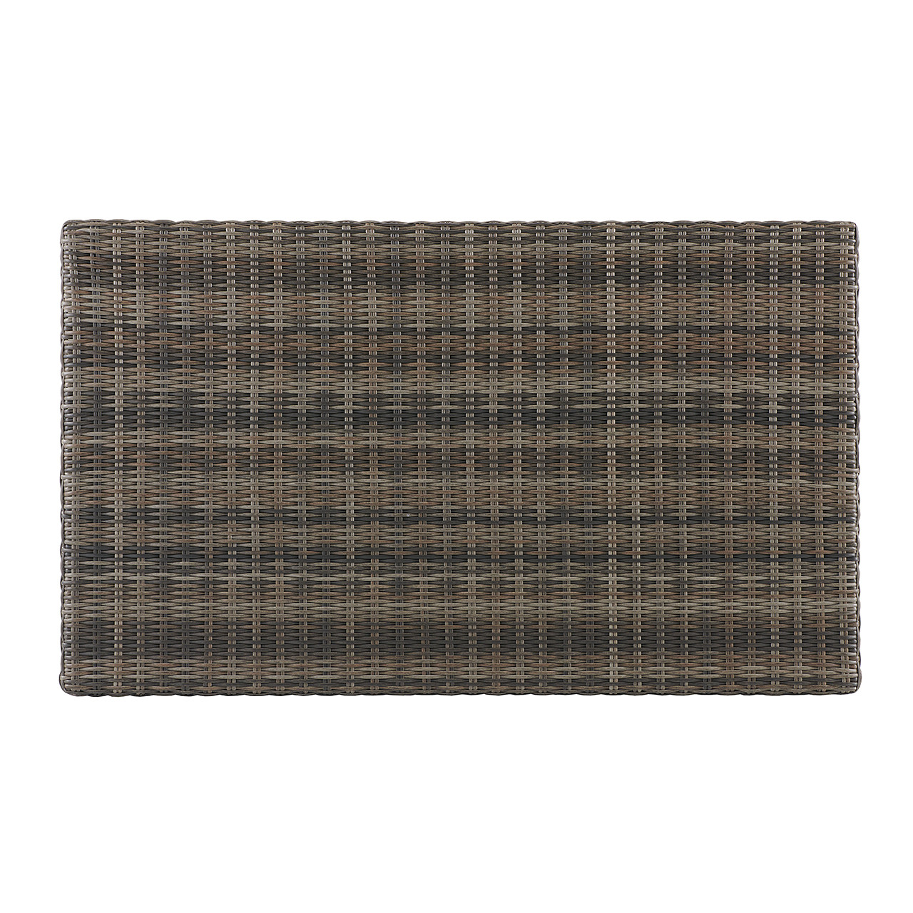 Venice Silver Oak Outdoor Wicker with Cushions 3 Piece Sofa Group + 59 x 32 in. Woven Top Lounge Table