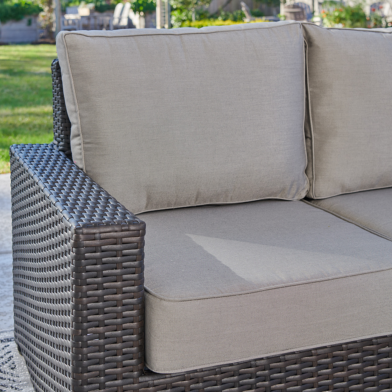 San Lucas Dark Elm Outdoor Wicker with 3 Piece Cushions Sectional