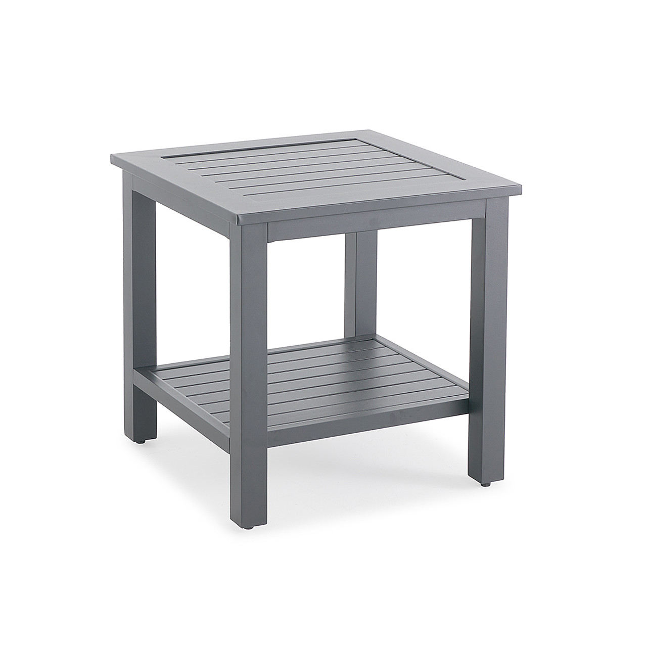 Soho Slate Grey Aluminum 22 in. Sq. Slat Top End Table