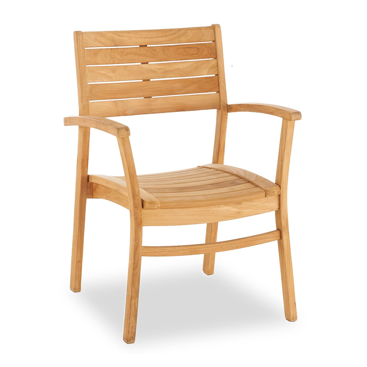 Warwick Natural Stain Solid Teak Stackable Dining Arm Chair