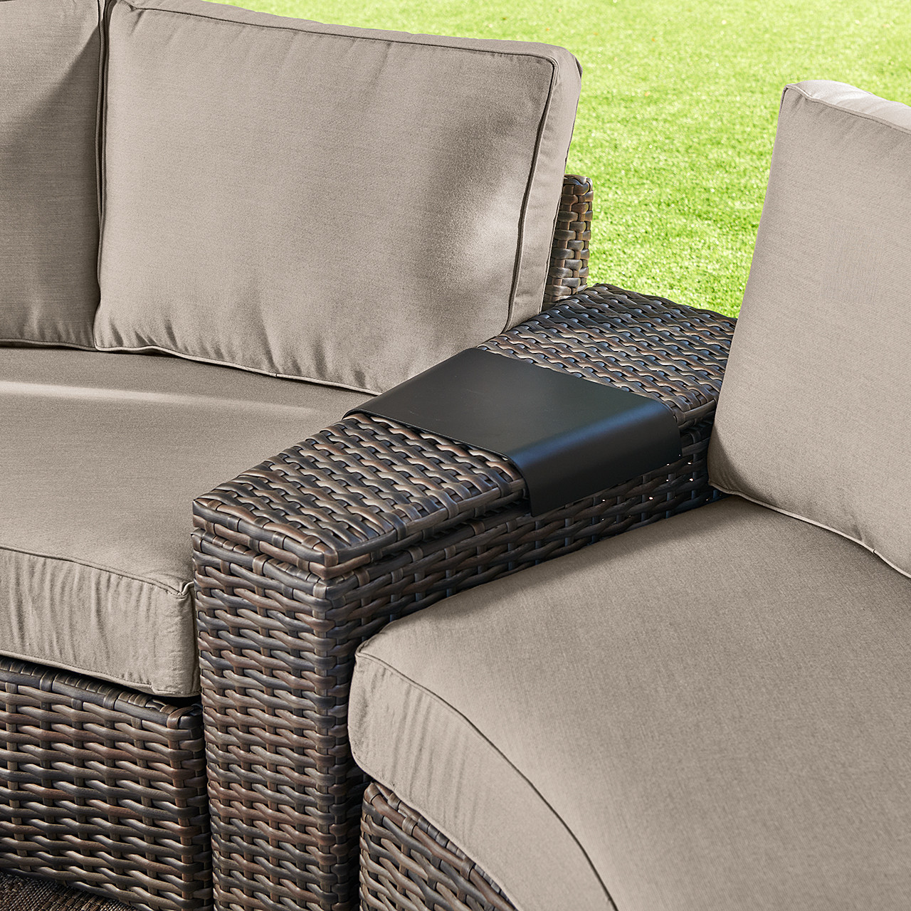 San Lucas Outdoor Wicker with Cushions 3 Piece Sofa Contour