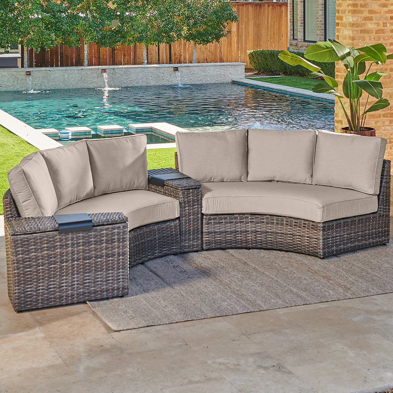 San Lucas Outdoor Wicker with Cushions 4 Piece Sofa Contour