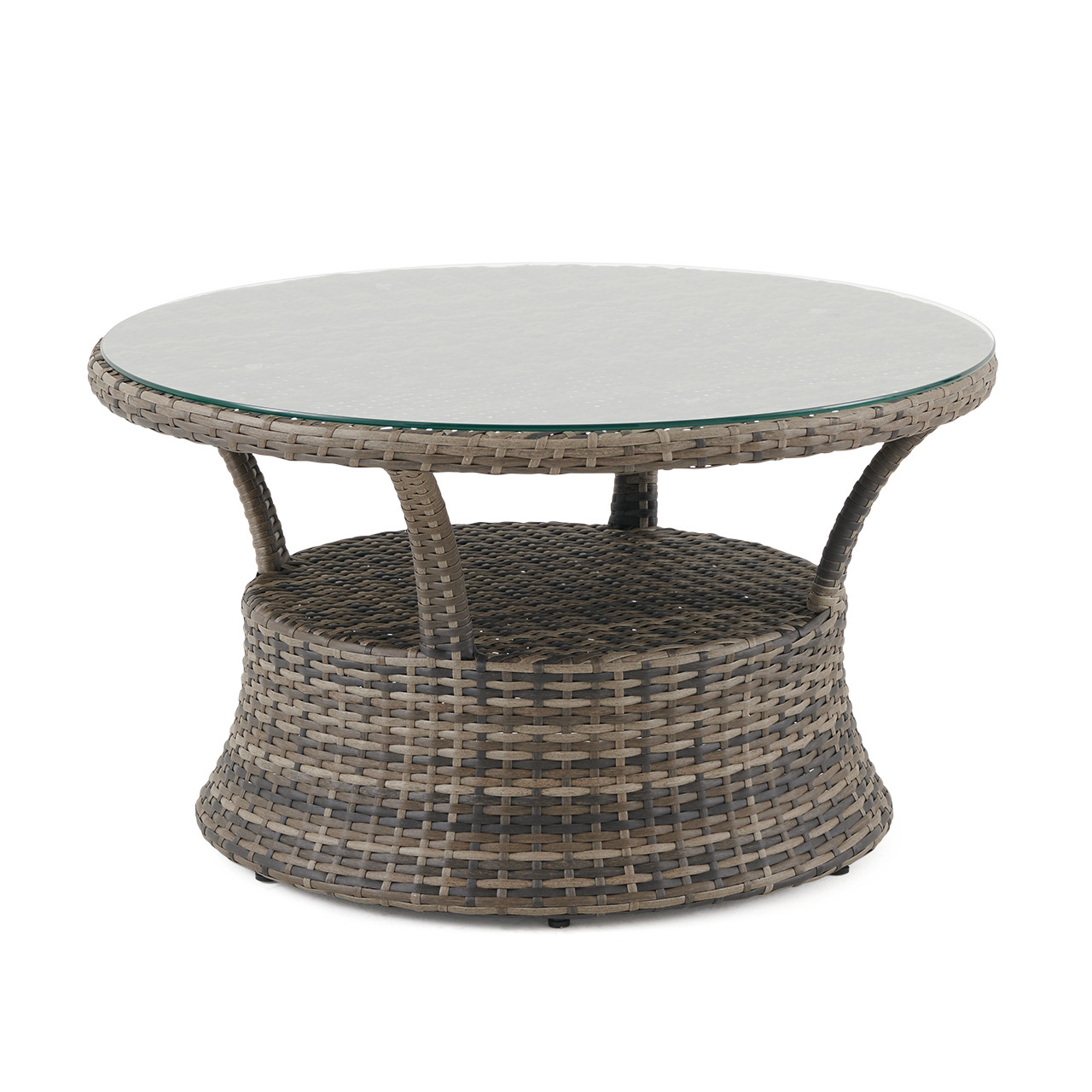San Lucas Outdoor Wicker with Cushions 5 Piece Cuddle Beds Contour Sectional Group + 42 in. D Coffee Table