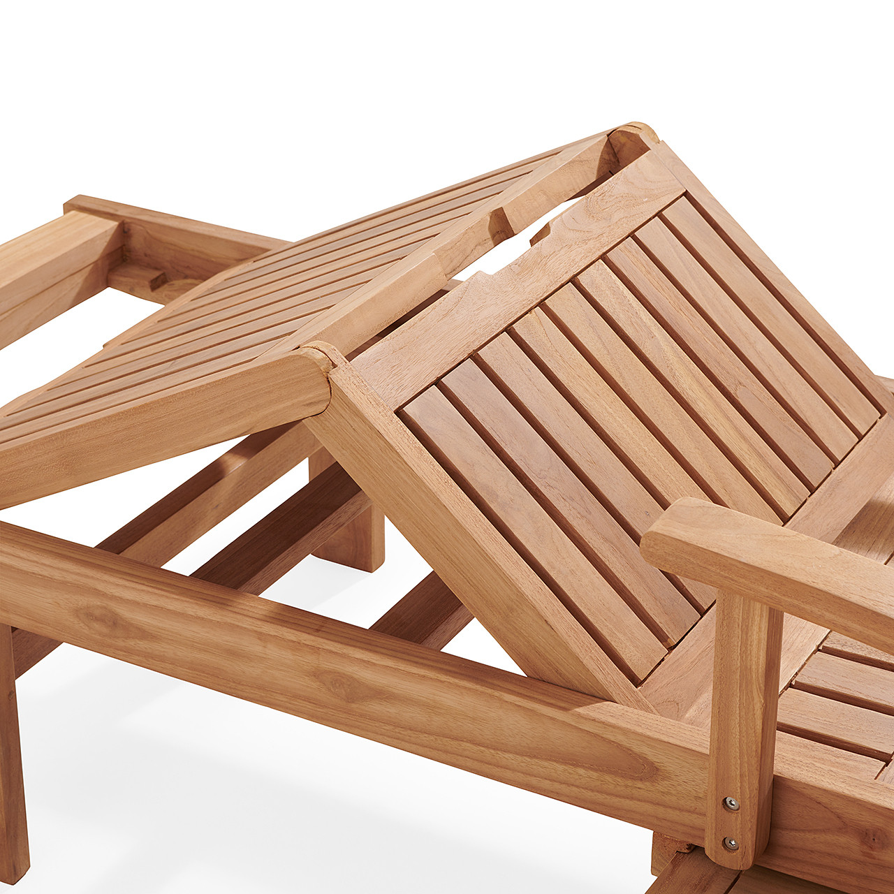 Eastchester Natural Stain Solid Teak With Cushions 2 Piece Chaise Lounge Set