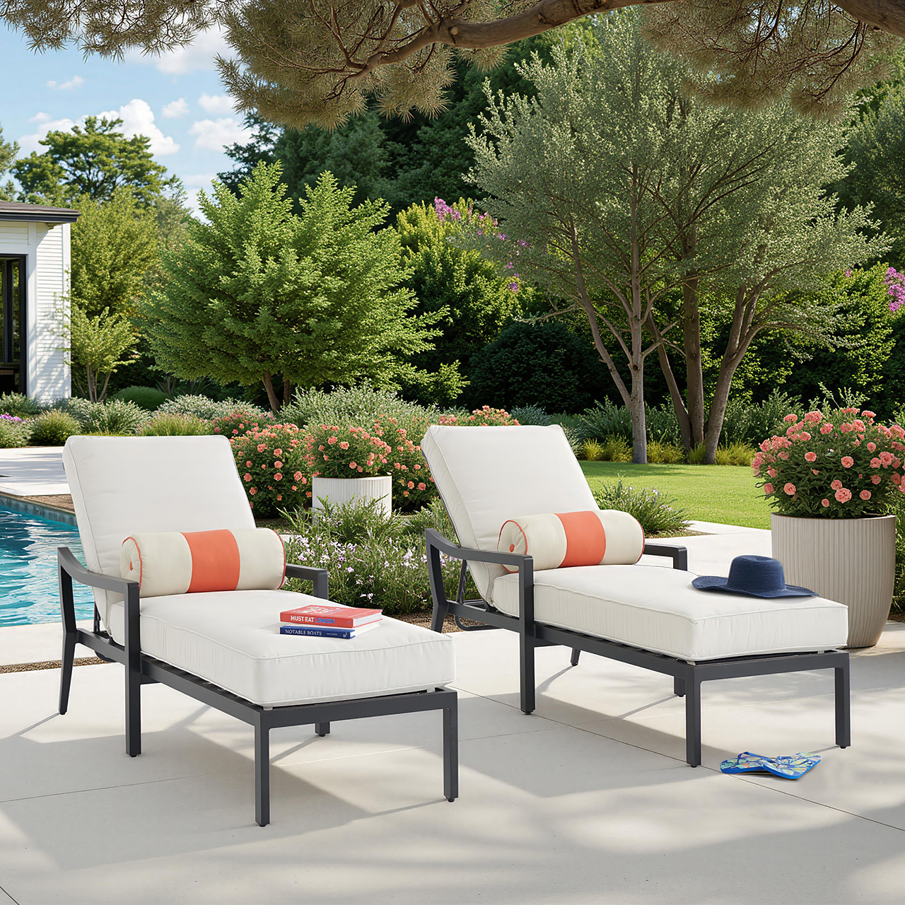 Hill Country Aged Bronze Aluminum and Cushion 2 Piece Chaise